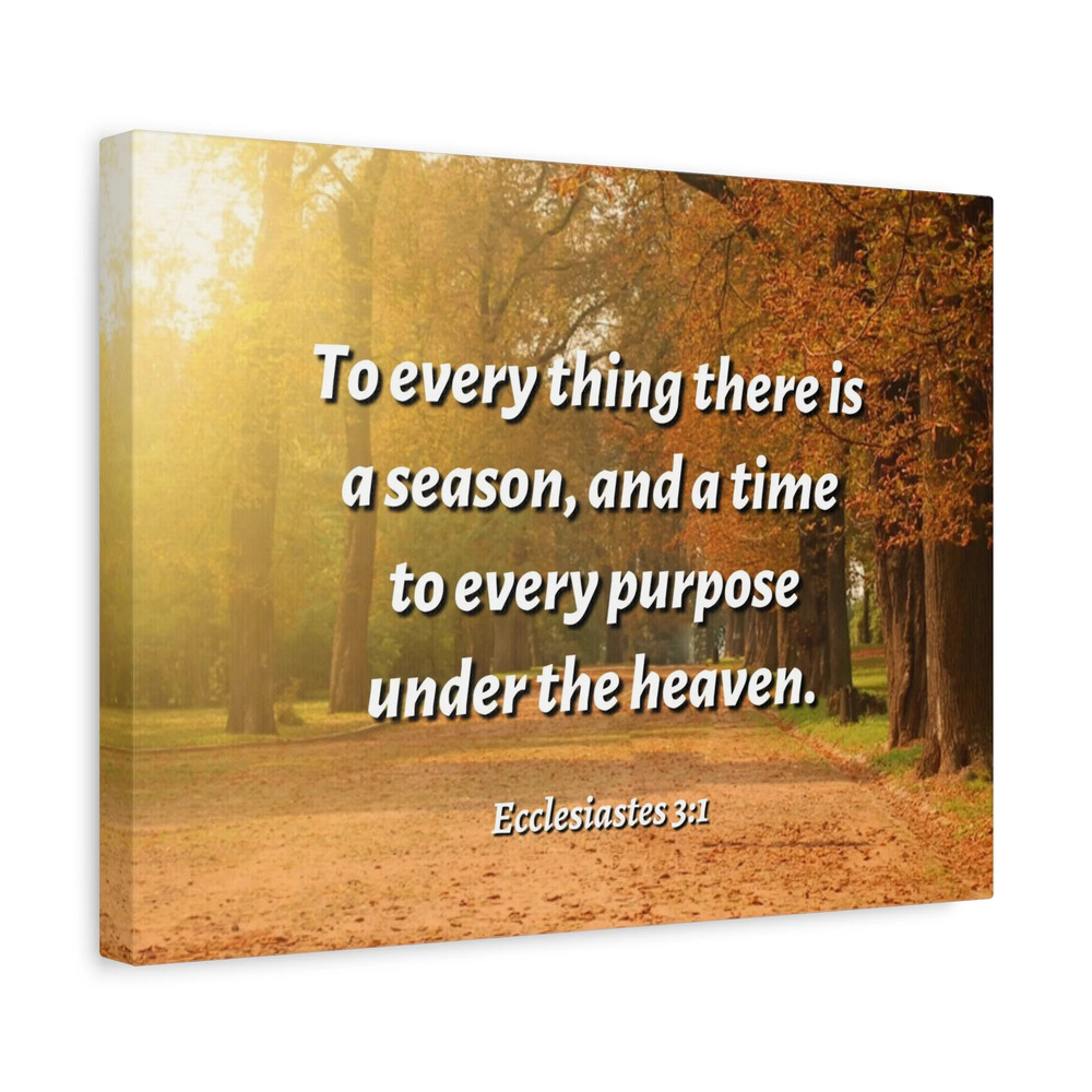 Scripture Canvas Purpose Ecclesiastes 3:1 Christian Wall Art Bible Verse Print